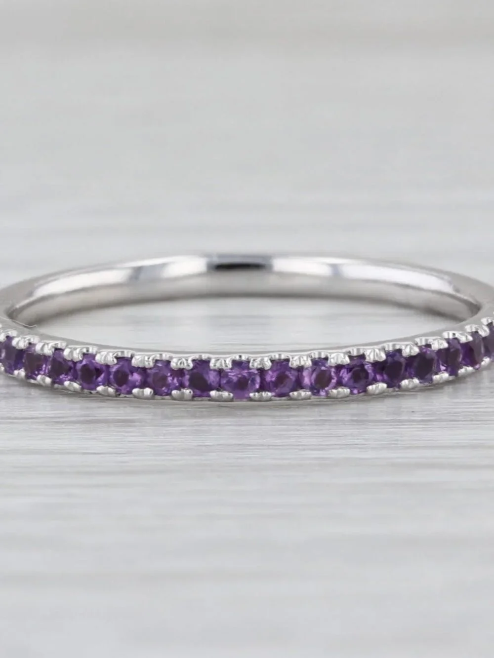 0.26ctw Amethyst Stackable Ring 14k White Gold Size 9.25 Wedding Band